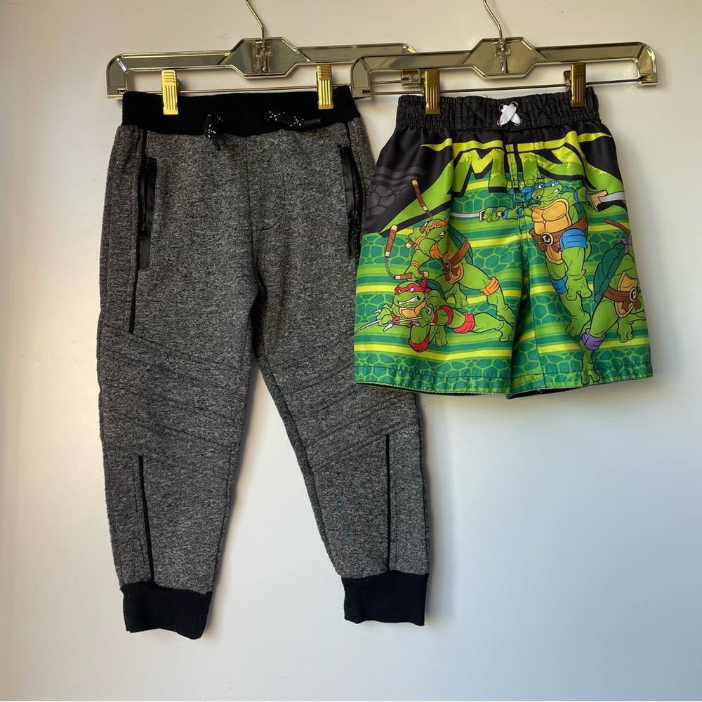 4T Pants And Swim Trunks Lot Steve’s Jeans Sweatpants Ninja Turtles Shorts Boys